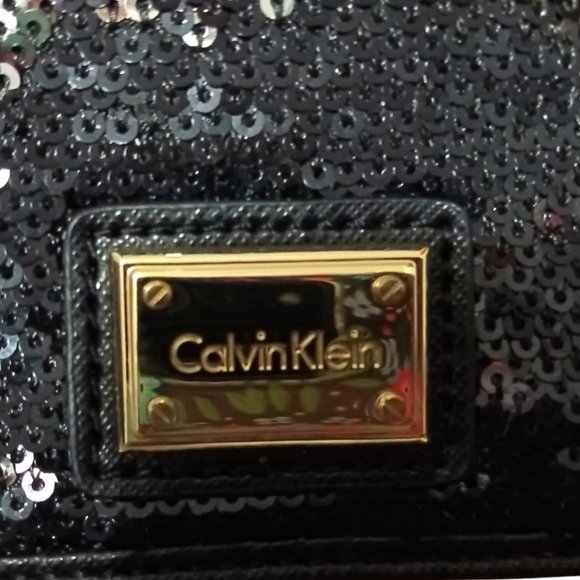Calven Klein Top Handle Pouch Purse Black Pre-Owned - Picture 5 of 6